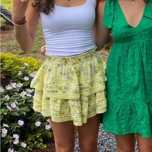 Aerie Light Yellow Tiered Skirt